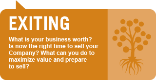 Exiting: What is your business worth? Is now the right time to sell your Company? What can you do to maximize value and prepare to sell?